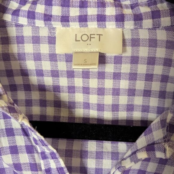 Ann Taylor LOFT * Purple/White Plaid Button-Up * Women’s Size Small - Picture 4 of 4